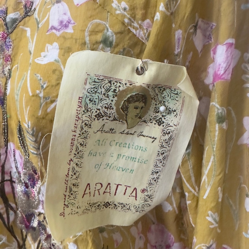 Aratta Mustard Floral Open jacket